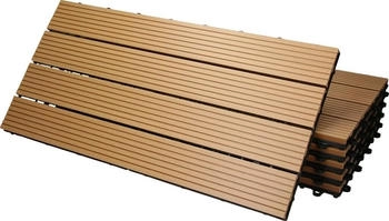ECD Germany WPC Balkonfliese Fliesen Holz 60x30 cm Teak 1m²