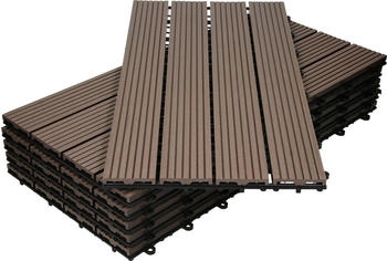 ECD Germany WPC Balkonfliese 60x30cm Dunkelbraun 2m&sup2;