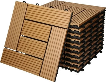 ECD Germany 55er Set WPC Balkonfliese Mosaik 30x30cm Teak 5m²