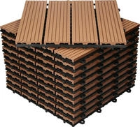 Ecd Germany Wpc Terrassenfliesen 30x30 Cm/11 Fliesen=1m2, Hellbraun Geriffelt,