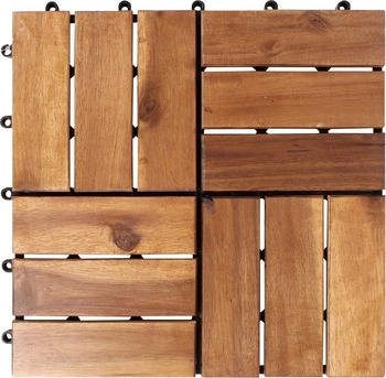 HAC24 44 Stück 30x30 cm Akazienfliesen = 4m² Holzfliesen Akazien Holz Klickfliesen Balkonfliesen Steckfliesen (178347578)