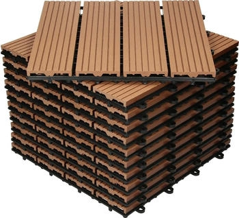 ECD Germany 44x WPC Balkonfliese Fliesen 30x30cm Hellbraun 4m²