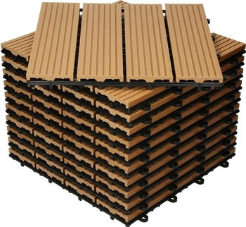 ECD Germany Balkonfliese Fliesen Holz 30x30 cm Teak 1m²