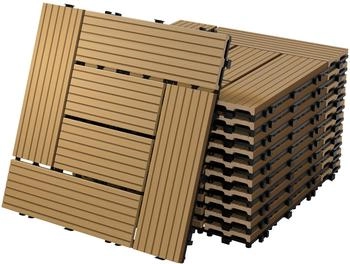 ECD Germany 33er Set WPC Balkonfliese Mosaik 30x30cm Teak 3m²