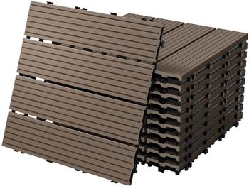 ECD Germany 22xWPC Balkonfliese Fliesen 30x30cm Dunkelbraun 2m²