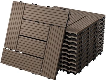 ECD Germany 22er Set WPC Balkonfliese Holz Mosaik 30x30cm 2m²