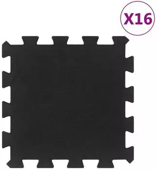vidaXL Bodenfliesen aus Gummi 16 Stk. Schwarz 16 mm 30x30 cm (155671)