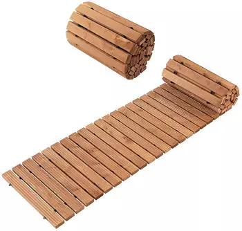 Costway Costway Holz-Rollweg braun wetterfest für Garten 245 x 43 cm (NP10691BN)