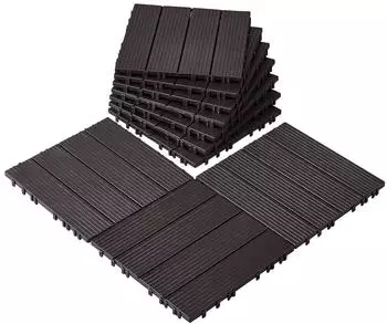 VEVOR Klickfliesen 30x30cm Kunststoff dunkelbraun, 10er-Set (ALSL300-300-10(sz))