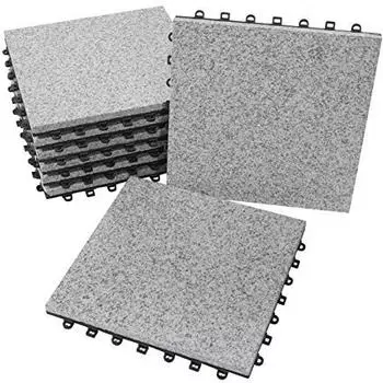 BodenMax Terrasse grau Naturstein Granit wetterfest 8er-Set 30 x 30 cm (LLGRA001-GRY-5)