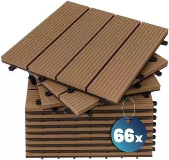 Deuba 66x interlocking composite wood garden slabs