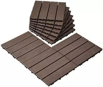 VEVOR Klickfliesen WPC 30x30cm 10er-Set, wasserdicht, dunkelbraun (ALSM300-300-10(SZ))