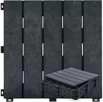 e-floor Terrassenfliesen Klicksystem Recycling-Material 30 x 30 cm 6 Stück