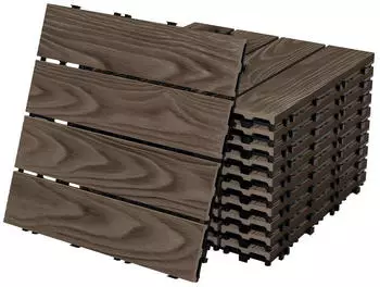 ML-Design Terrassenfliesen 30x30cm 33er-Set Holzoptik 3m² dunkelbraun