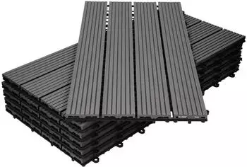 ECD Germany WPC Klickfliese 60 x 30 cm anthrazite (18 Stück)