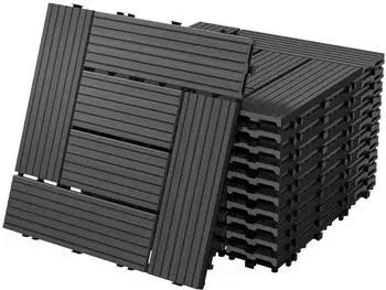 ECD Germany WPC Balkonfliese Fliesen Anthrazit Mosaik 3m²