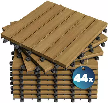 Deuba FSC-certified interlocking acacia wood decking boards, 30 x 30 cm 44 pieces