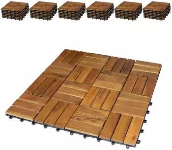 BigDean Holzfliesen aus Akazienholz für Balkon mit Klicksystem 30 x 30 cm 66er-Pack