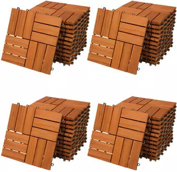 Casaria Interlocking acacia wood decking boards, 30 x 30 cm 44 pieces