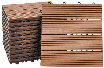 Home Deluxe WPC Holzfliesen 30 x 30 cm Teak (33 Stück)
