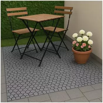 HTI-Living Bodenplatten Stecksystem wetterfest fuer Terrasse + Balkon 4er-Set 30 x 30 cm (50013021)