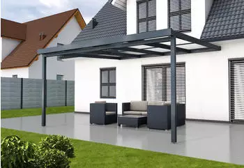 Gutta Vordach Premium KlimaBlue anthrazit 406x406cm