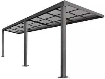Juskys Terrassendach Jakarta mit Polycarbonatplatten 4x3 Grau