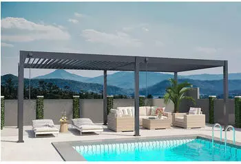 Weide Deluxe Pergola Pavillon 720 x 255 x 360 cm Aluminium Anthrazit (004304001001) – Verstellbare Lamellen für optimalen Komfort