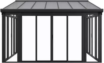 Juskys Wintergarten mit Polycarbonat-Verglasung 12 m² Aluminium grau