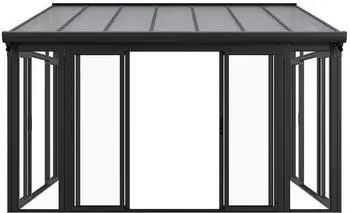 Juskys Wintergarten mit Polycarbonat-Verglasung 12 m² Aluminium grau – Juskys Wintergarten mit Polycarbonat-Verglasung 12 m² Aluminium grau: Ihr neuer Lieblingsplatz