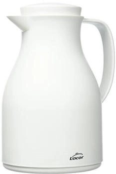 Lacor 62575 Thermoskanne BPA-frei doppelwandig mit Glasschicht innen Mattweiß 1l Weiß