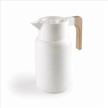 Lacor 62599 WOOD WHITE Thermoskanne Polypropylen Doppelwand mit Glasschicht innen 1l Weiß