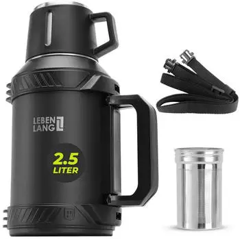 Lebenlang Thermosflasche 2,5 Liter Inkl. Becher, Teesieb, Tragegurt