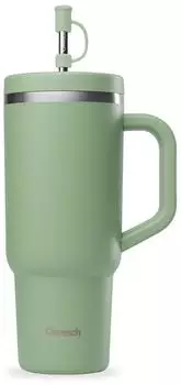 Qwetch Insulated water bottle with straw and mouthpiece green