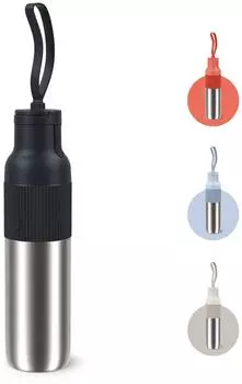 Emsa beYou Flip Isoliertrinkflasch mit Flip-Verschluss und Trageband Schwarz 0,7l