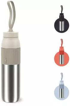Emsa Isolierflasche beYou Twist mit Sieb und Trageband Grey 0,7l