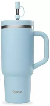 Qwetch Insulated water bottle with straw and mouthpiece blue