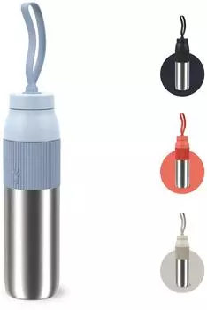 Emsa beYou Twist Isolier-Trinkflasche 0,7 Liter mit Sieb und Trageband Blau (N2193400)