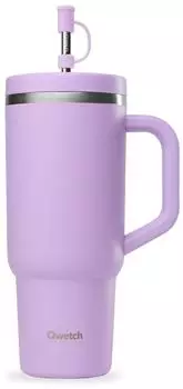 Qwetch Insulated water bottle with straw and mouthpiece 900 ml lavandel