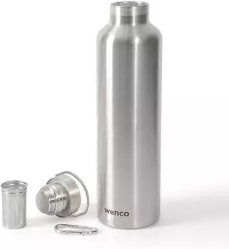 Wenco Trinkflasche Edelstahl 1l mit Teesieb silber