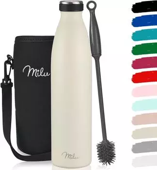 Milu Edelstahl Isolierflasche doppelwandig 750ml, buttercream