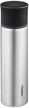 Relaxdays Isolierflasche mit Becher, Edelstahl, 750ml, schwarz/silber