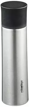 Relaxdays Isolierflasche mit Becher, Edelstahl, 500ml, schwarz/silber