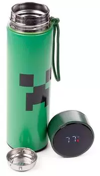 Puckator Minecraft Creeper isolierte Edelstahl-Trinkflasche mit Digital-Thermometer 450ml (BOT183)