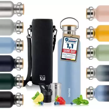 Blumtal Isolierflasche 1 l Grey Blue Edelstahl