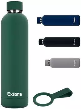 LuxusKollektion Thermosflasche Edelstahl 1l olivgr&uuml;n, 24h kalt/12h warm (Exllena)