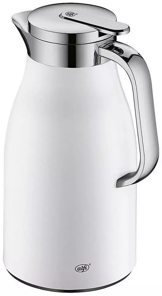 Alfi Skyline Isolierkanne 1,0l – Mit Hartglaseinsatz, Drucktaste & Drehverschluss, Hält 12h Heiß / 24h Kalt