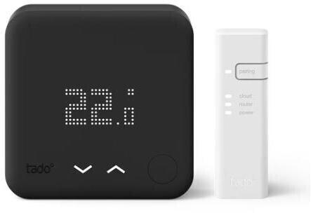 tado° Smartes Heizkörper-Thermostat Starter Kit V3+ verkabelt Black Edition (1x Thermostat + Bridge)