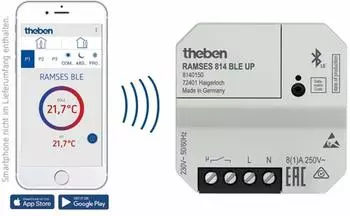 Theben RAMSES 814 BLE UP Digital-Uhrenthermostat für UP-Montage, Wochenprogramm, App-Bedienung (8140150)