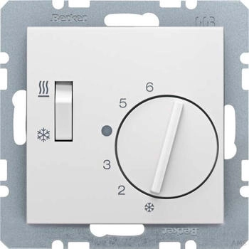 Berker Raumtemperaturregler mit Wechsler Heizen/K&uuml;hlen polarwei&szlig; gl&auml;nzend S.1/B.3/B.7 (20298989)
